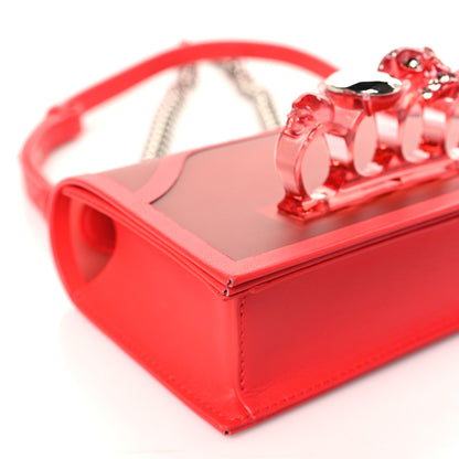 Alexander McQueen Calfskin Polyurethane Jeweled Knuckle Satchel Red 7 of 9