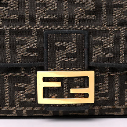 Fendi Fabric Jacquard FF 1974 Medium Baguette Tobacco Moro Black 11 of 13