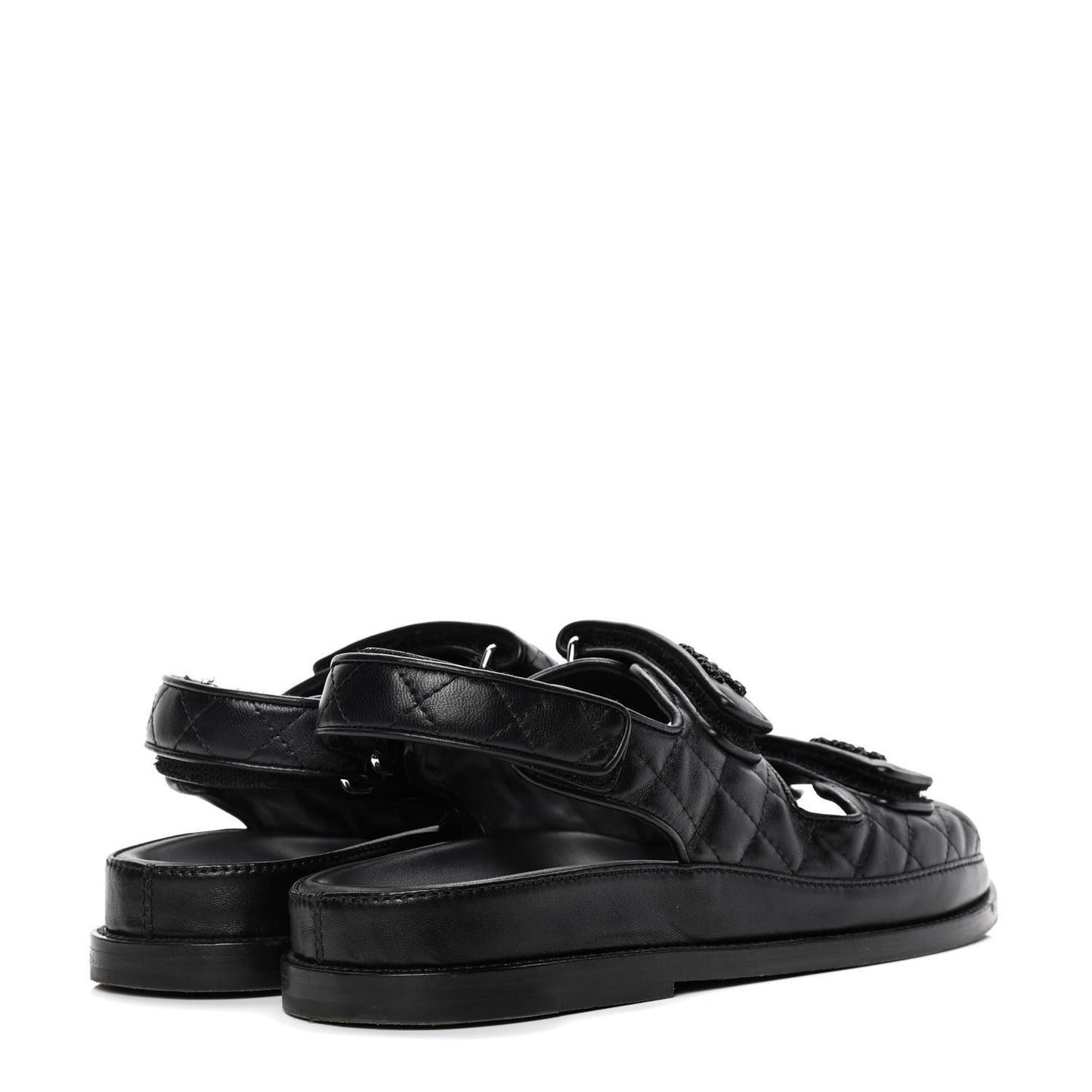 Lambskin Velcro Dad Sandals 39 Black