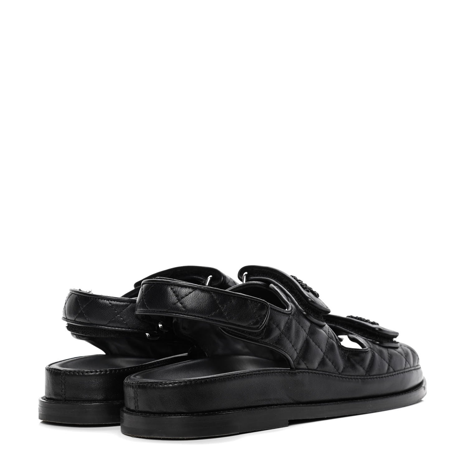 Chanel Lambskin Velcro Dad Sandals 39 Black 3 of 4