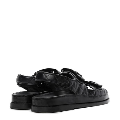 Chanel Lambskin Velcro Dad Sandals 39 Black 3 of 4