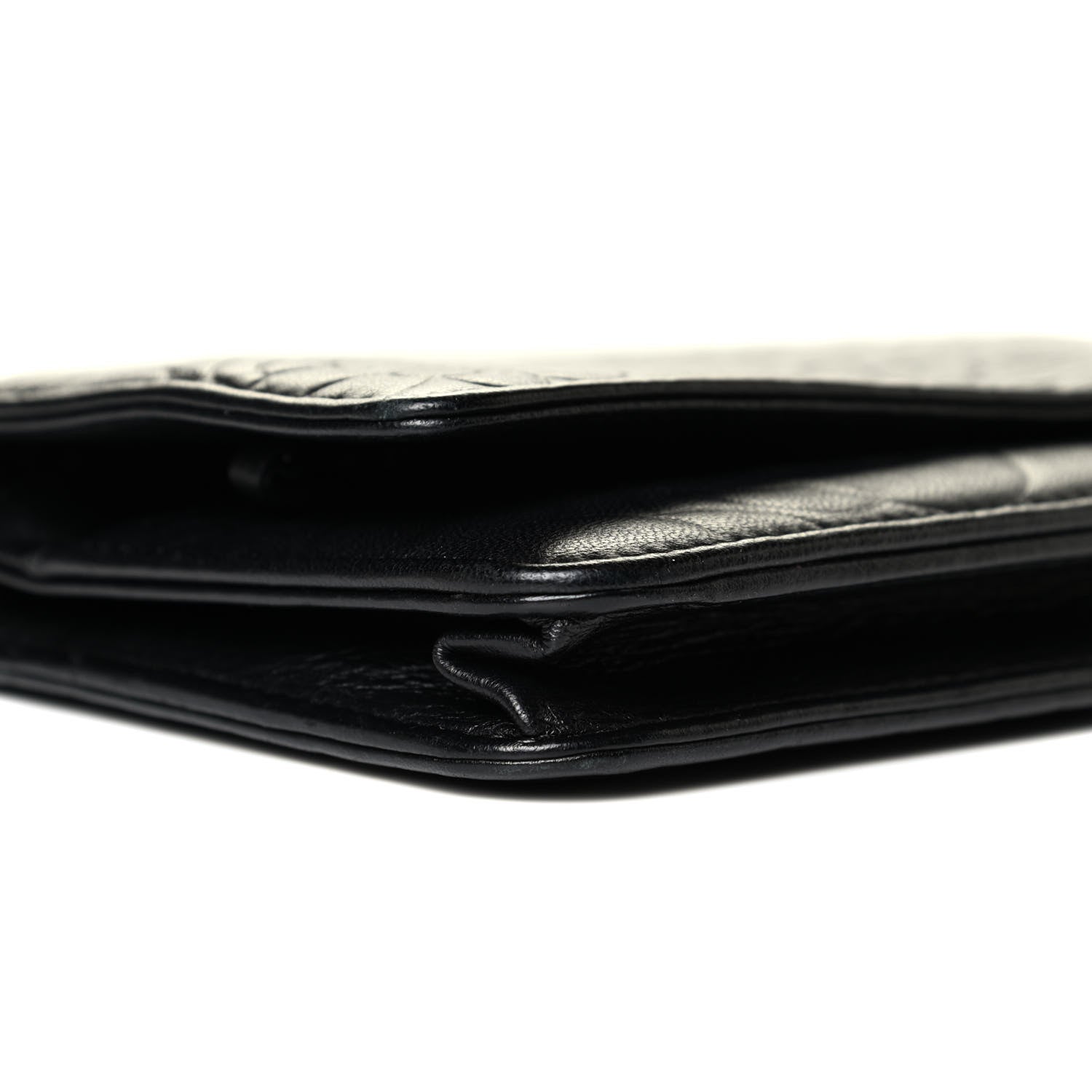 Chanel Lambskin Camellia Embossed Wallet on Chain WOC Black 5 of 7