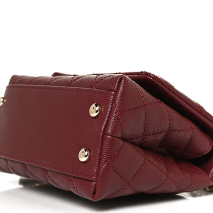 Chanel Caviar Quilted Extra Mini Coco Handle Flap Burgundy 10 of 12