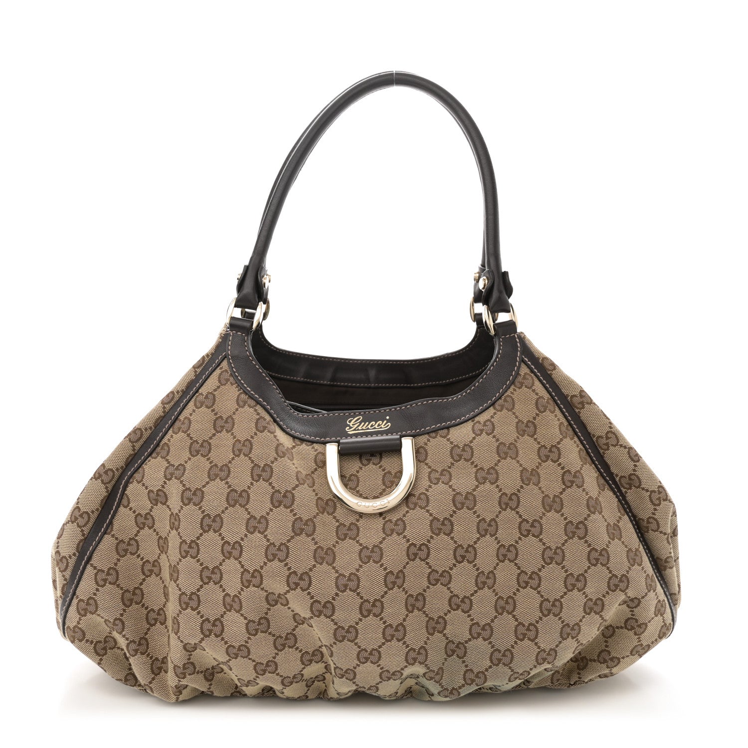 Gucci Monogram Large D Gold Hobo Dark Brown 1 of 13