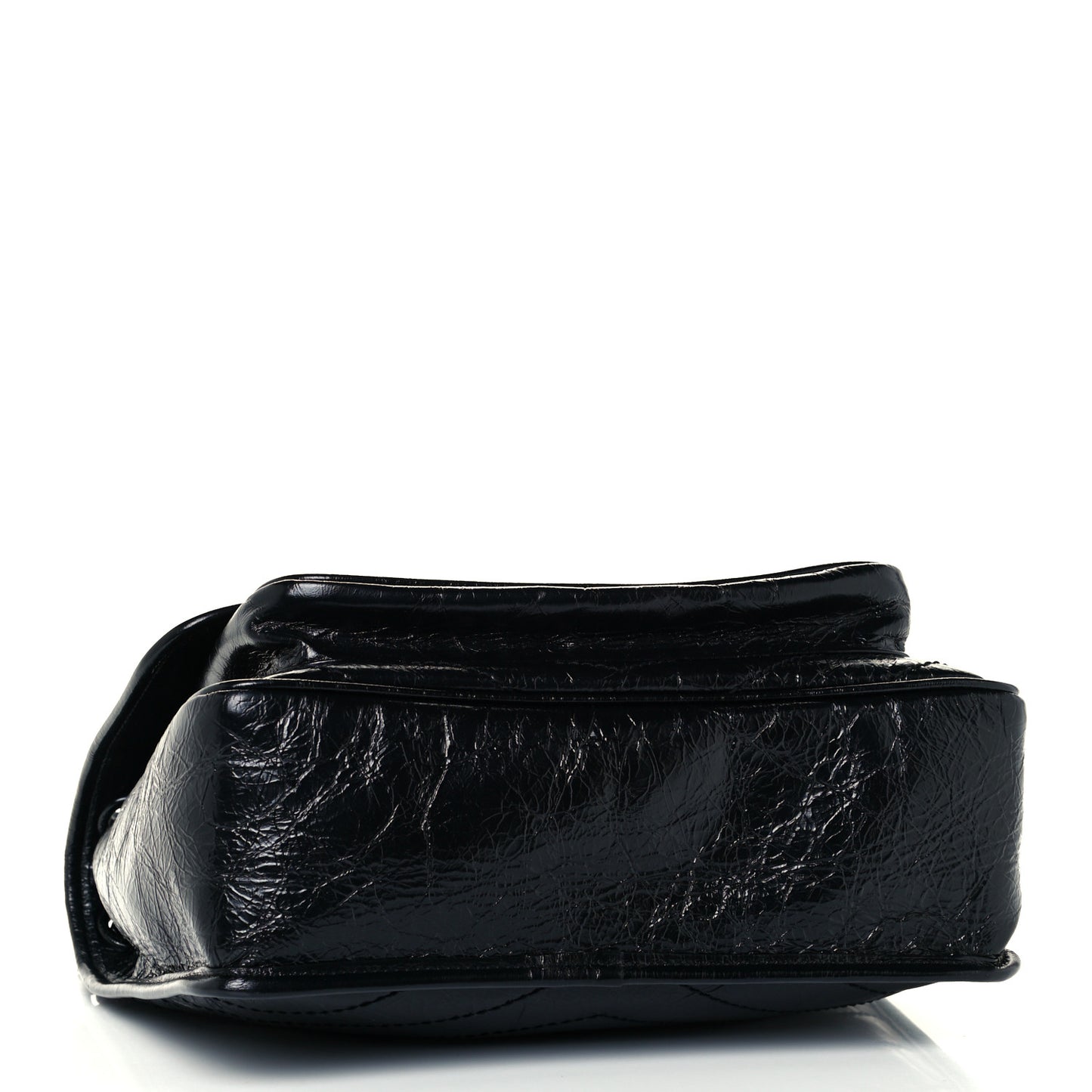 Crinkled Calfskin Matelasse Monogram Medium Niki Chain Satchel Black