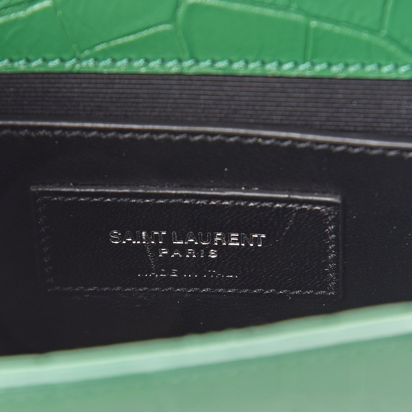 Calfskin Crocodile Embossed Monogram Small Kate Tassel Satchel Green