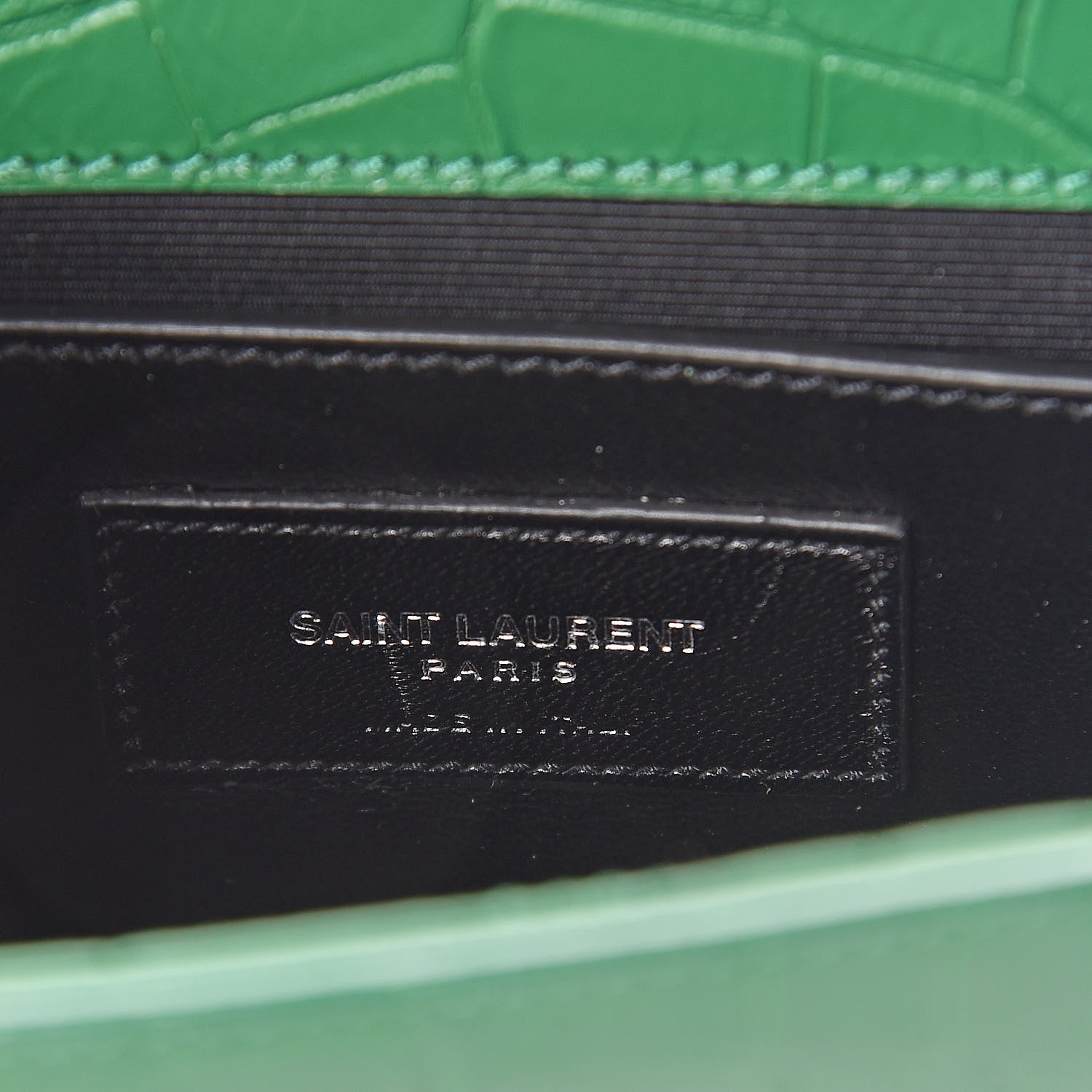 Saint Laurent Calfskin Crocodile Embossed Monogram Small Kate Tassel Satchel Green 6 of 8