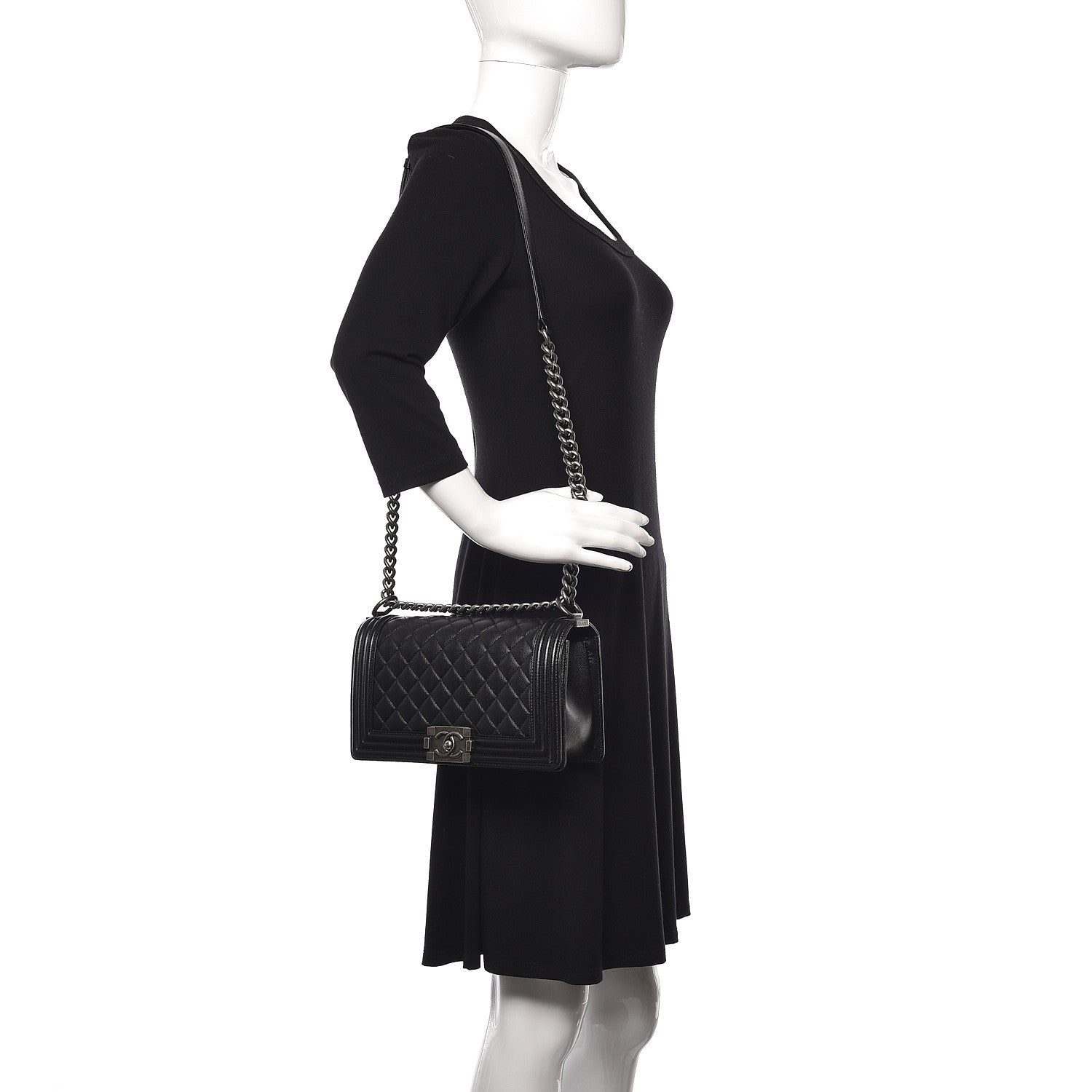 Chanel Caviar Quilted Medium Boy Flap Black 2 of 10