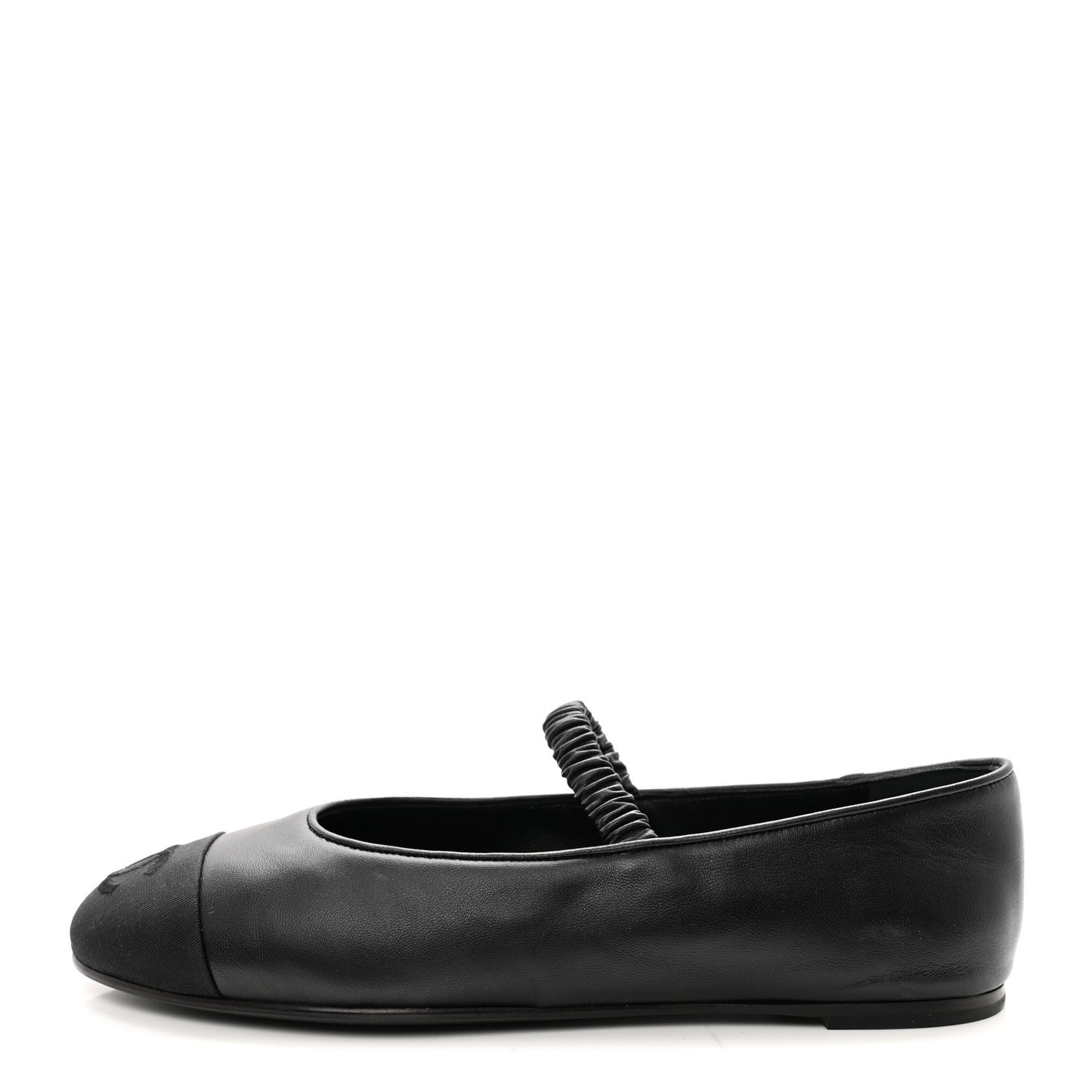 Lambskin Grosgrain Cap Toe CC Ballerina Flats With Leg Warmers 36 Black