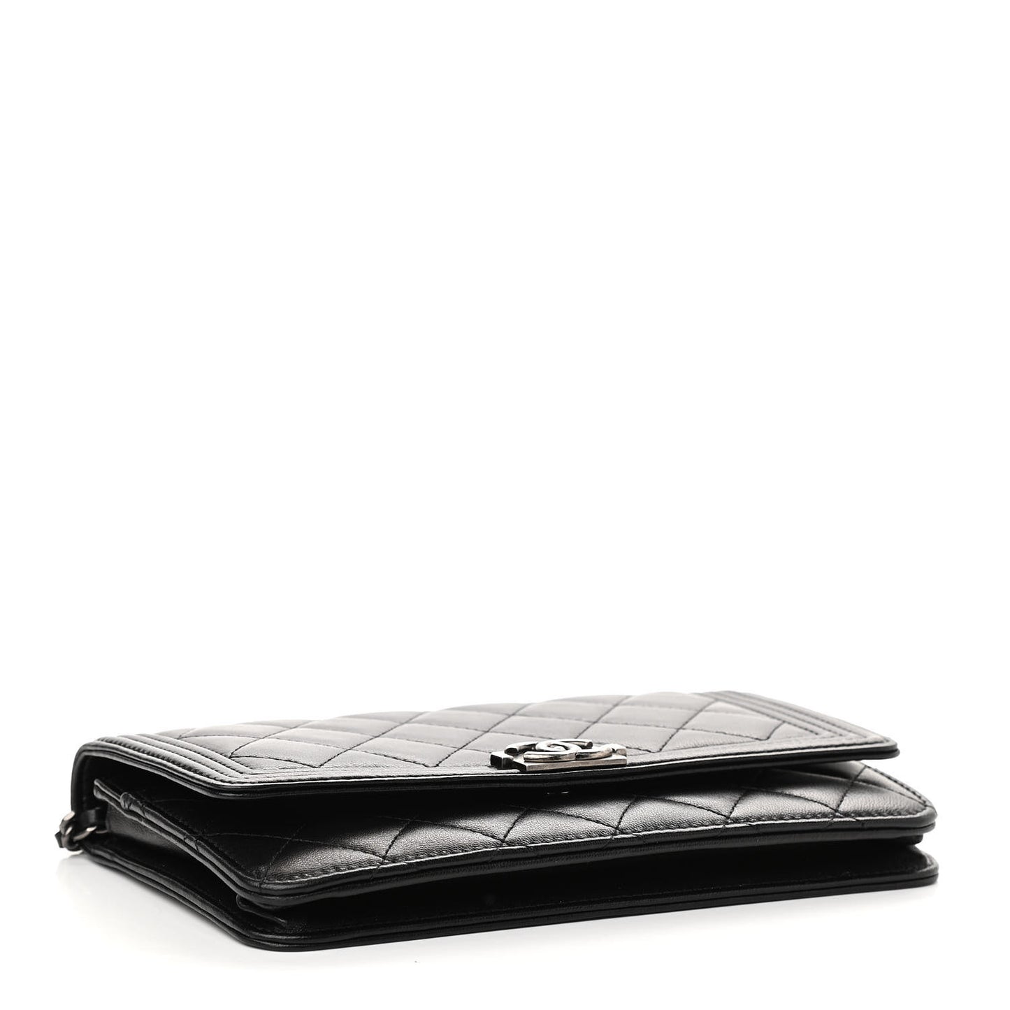 Lambskin Quilted Boy Wallet On Chain WOC Black