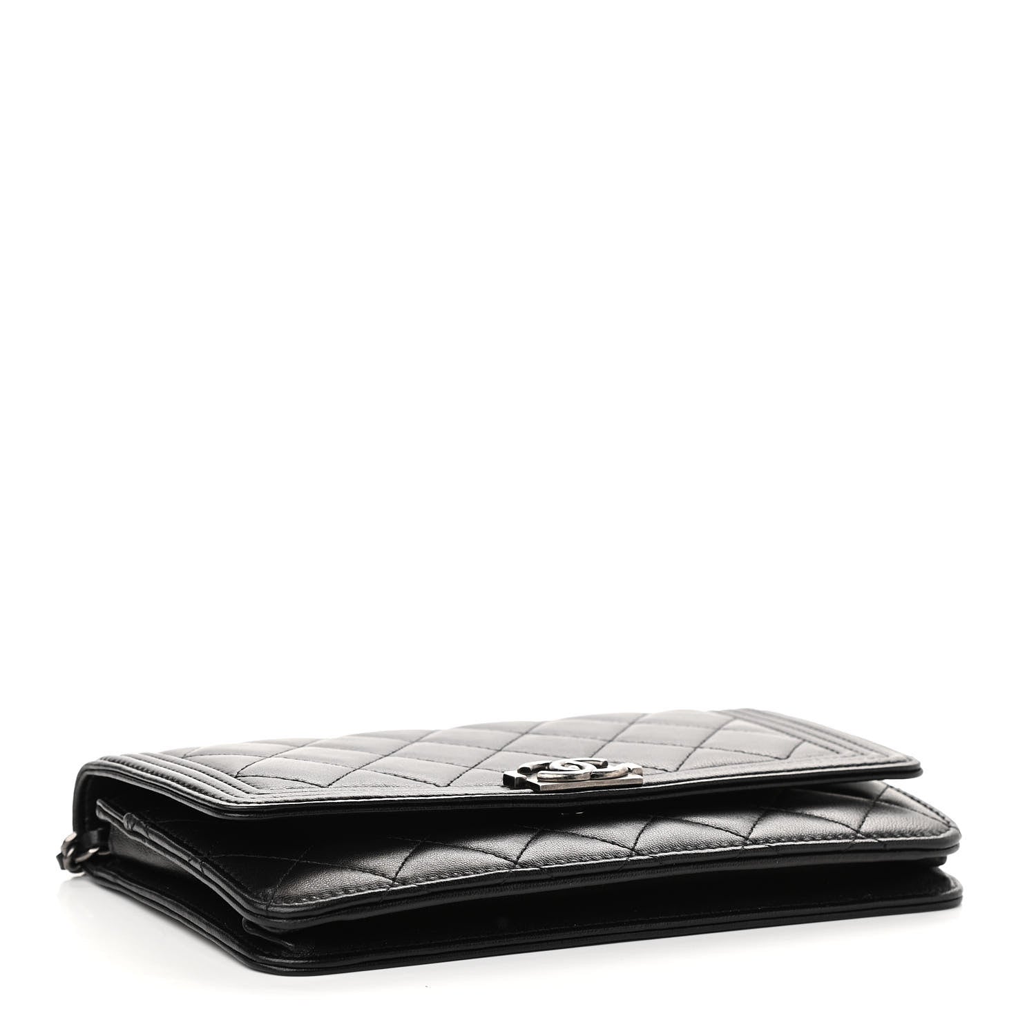 Chanel Lambskin Quilted Boy Wallet On Chain WOC Black 4 of 15
