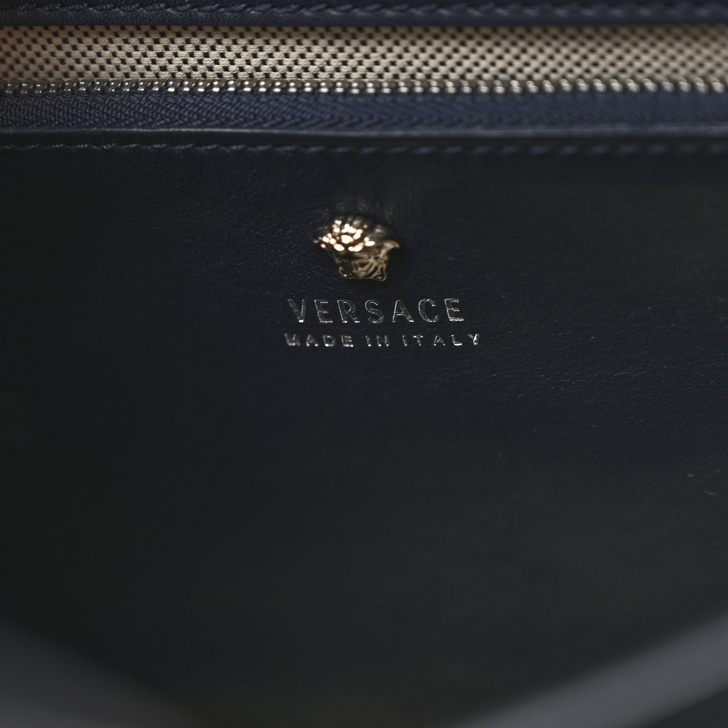 Versace Calfskin Medium Palazzo Empire Bag Navy Blue 6 of 12