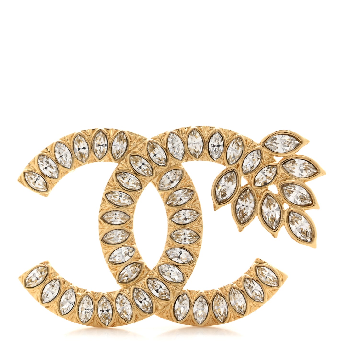 Crystal Wheat CC Brooch Gold Gold
