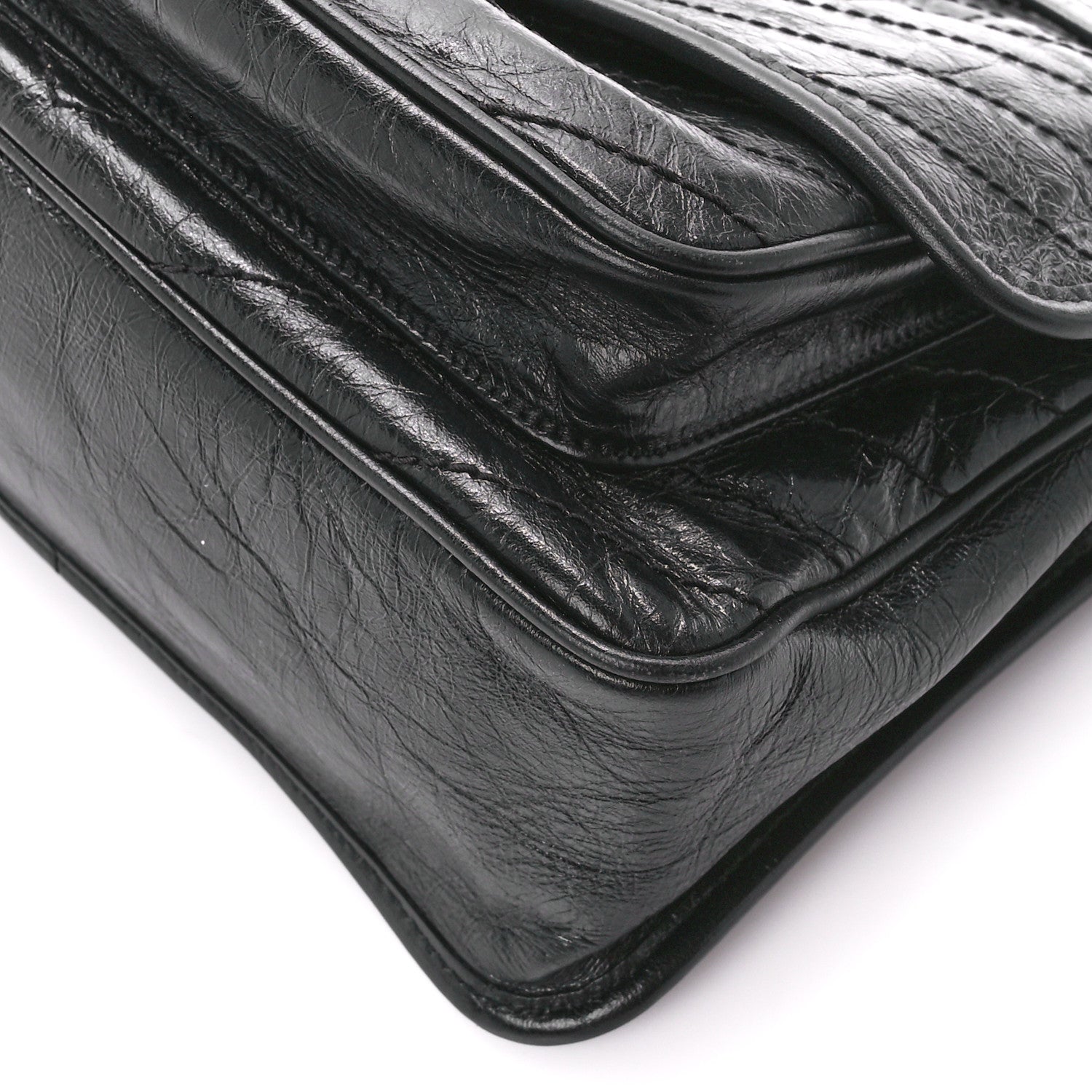 Saint Laurent Crinkled Calfskin Matelasse Monogram Medium Niki Chain Satchel Black 11 of 12
