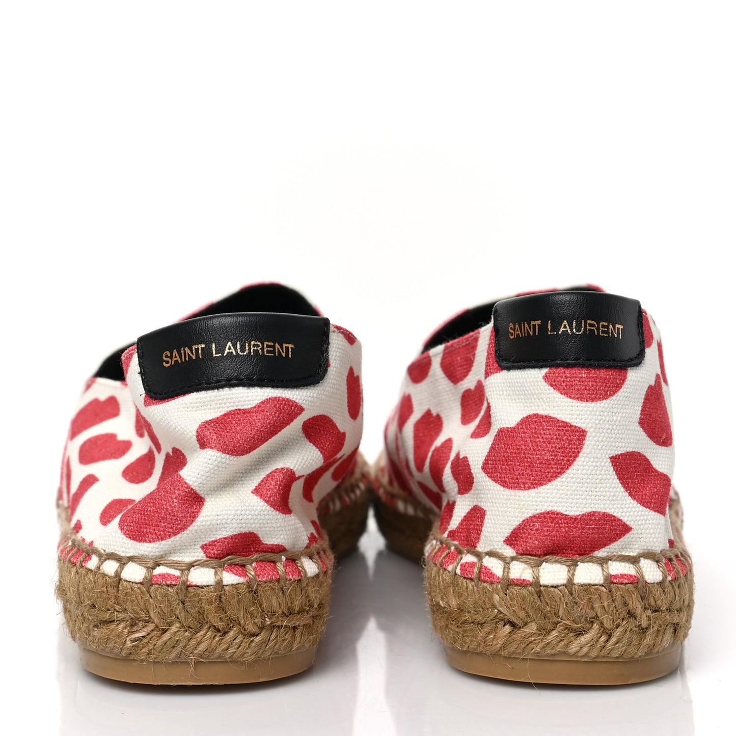Lip Print Canvas Espadrilles 39 Bianco Rosso Black