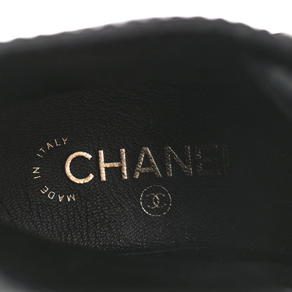 Chanel Shiny Calfskin Velvet Pearl Combat Short Boots 36.5 Black 7 of 9