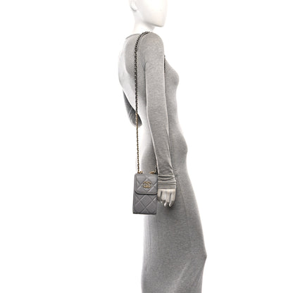Chanel Lambskin Quilted Chanel 19 Phone Holder With Chain Grey 2 of 11