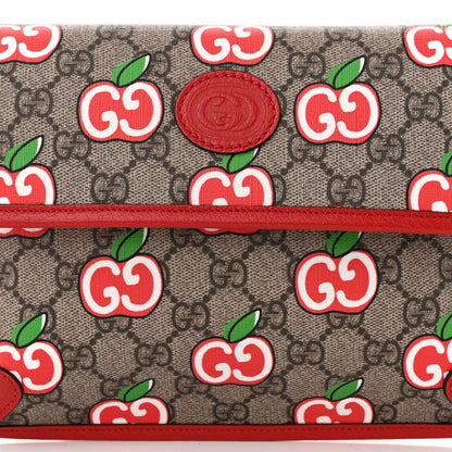 Gucci GG Supreme Monogram Apple Interlocking G Belt Bag Beige Multicolor Lobster Red 8 of 11