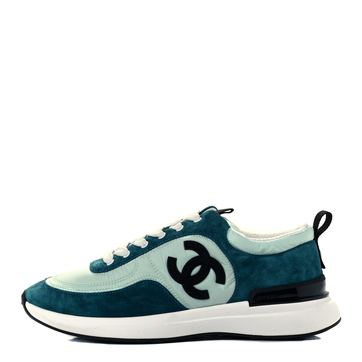 Nylon Suede Calfskin CC Sneakers 38 Green Light Green