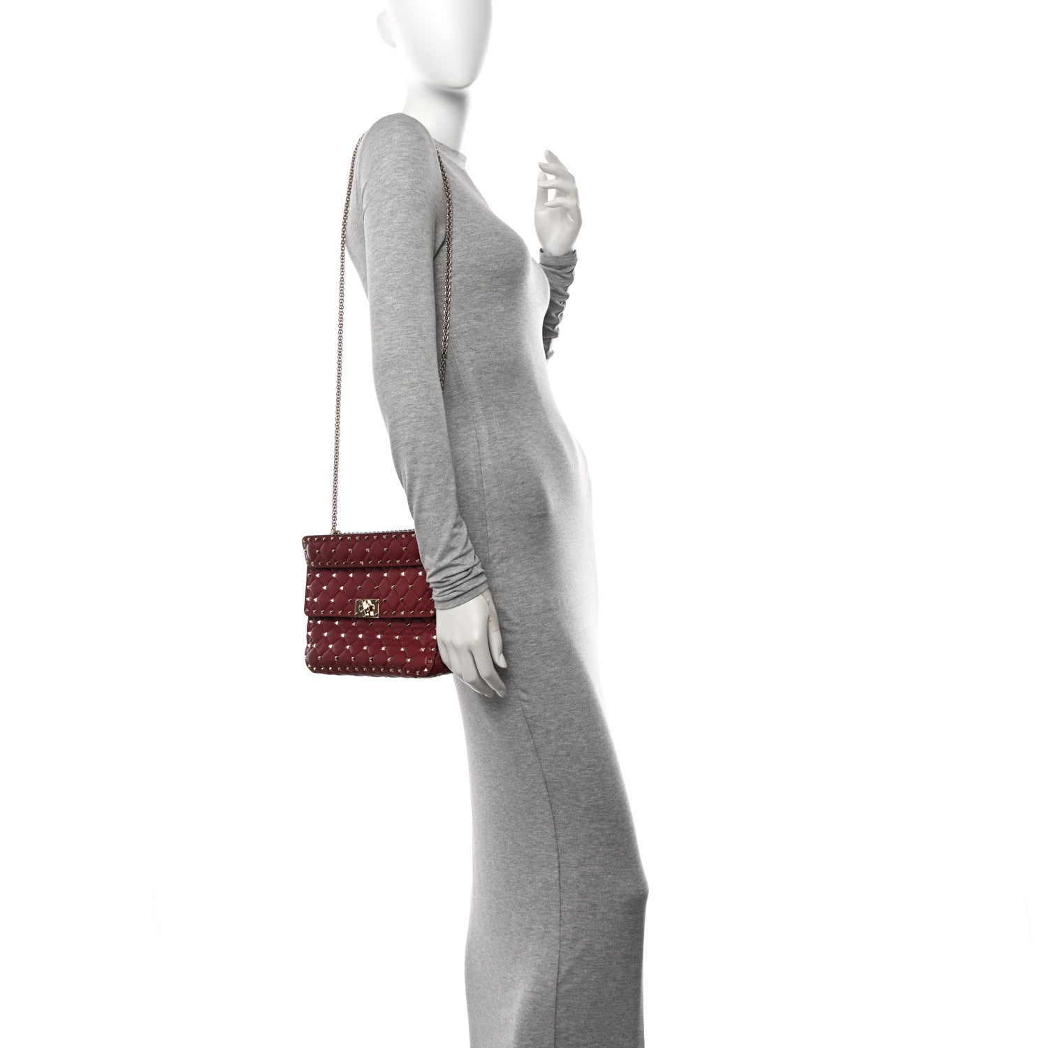 Valentino Garavani Nappa Medium Rockstud Spike Shoulder Bag Rubino 3 of 9