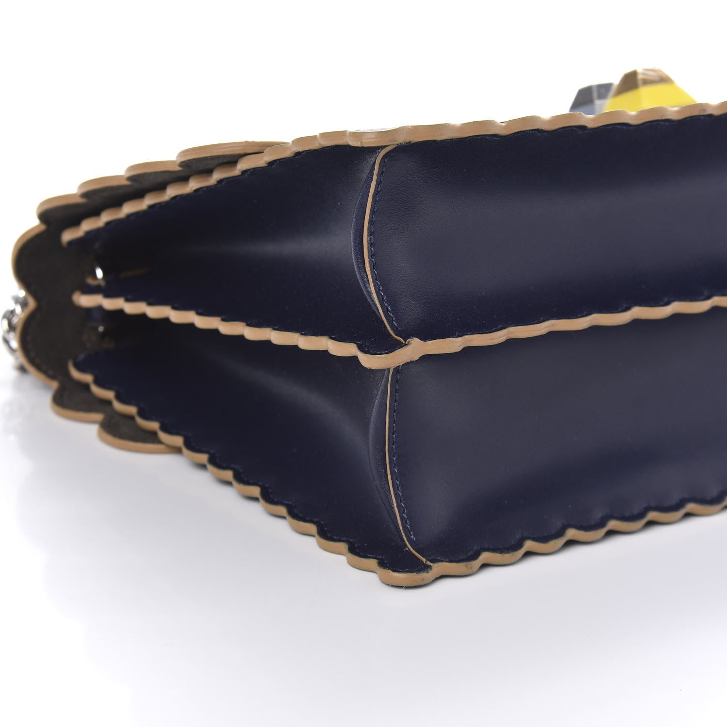 Fendi Vitello Liberty Scalloped Studded Kan I Shoulder Bag Blueberry 6 of 10