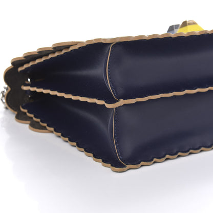 Fendi Vitello Liberty Scalloped Studded Kan I Shoulder Bag Blueberry 6 of 10