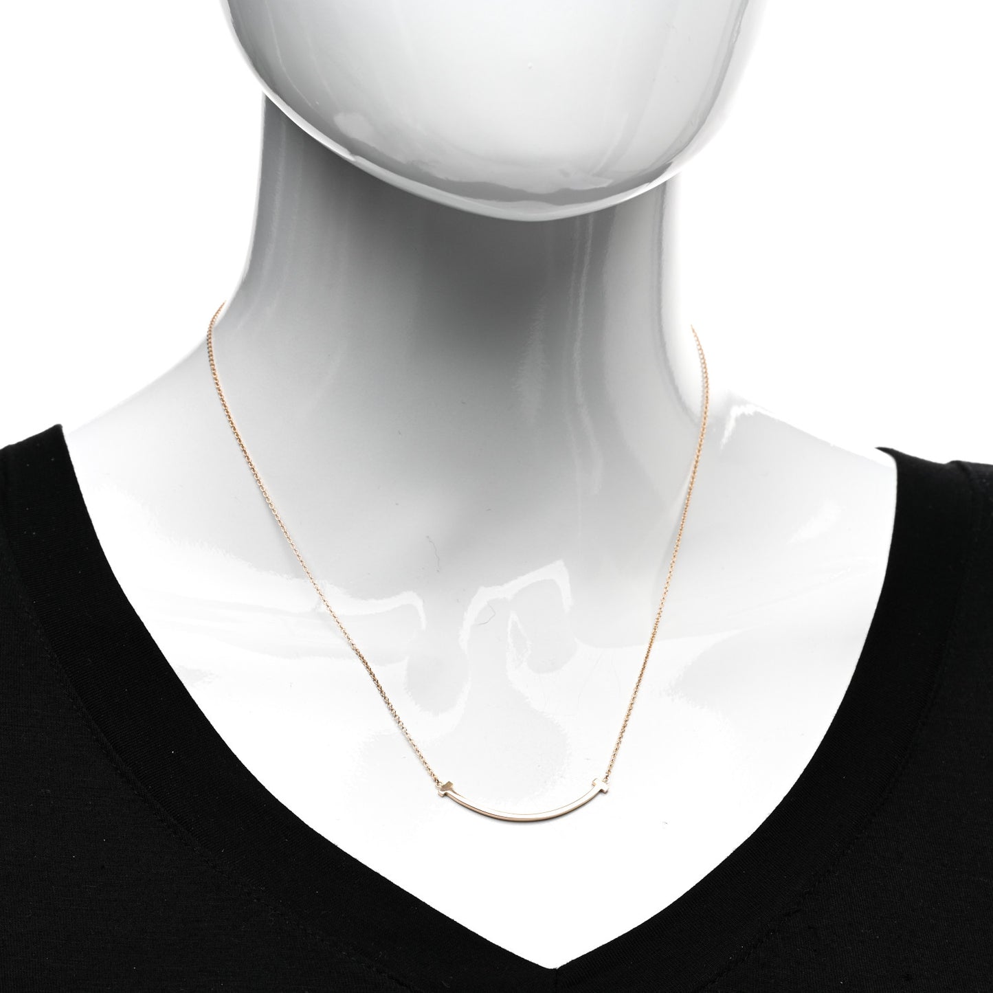 18K Rose Gold Small T Smile Pendant Necklace