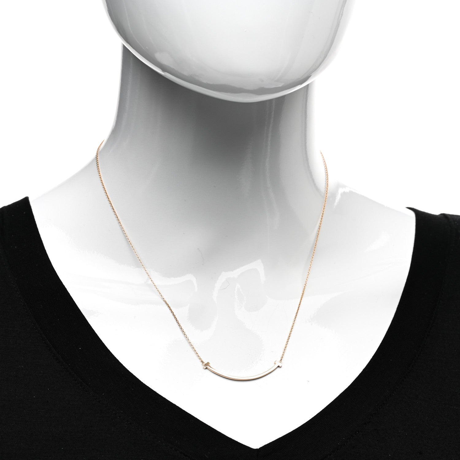 Tiffany 18K Rose Gold Small T Smile Pendant Necklace 2 of 4
