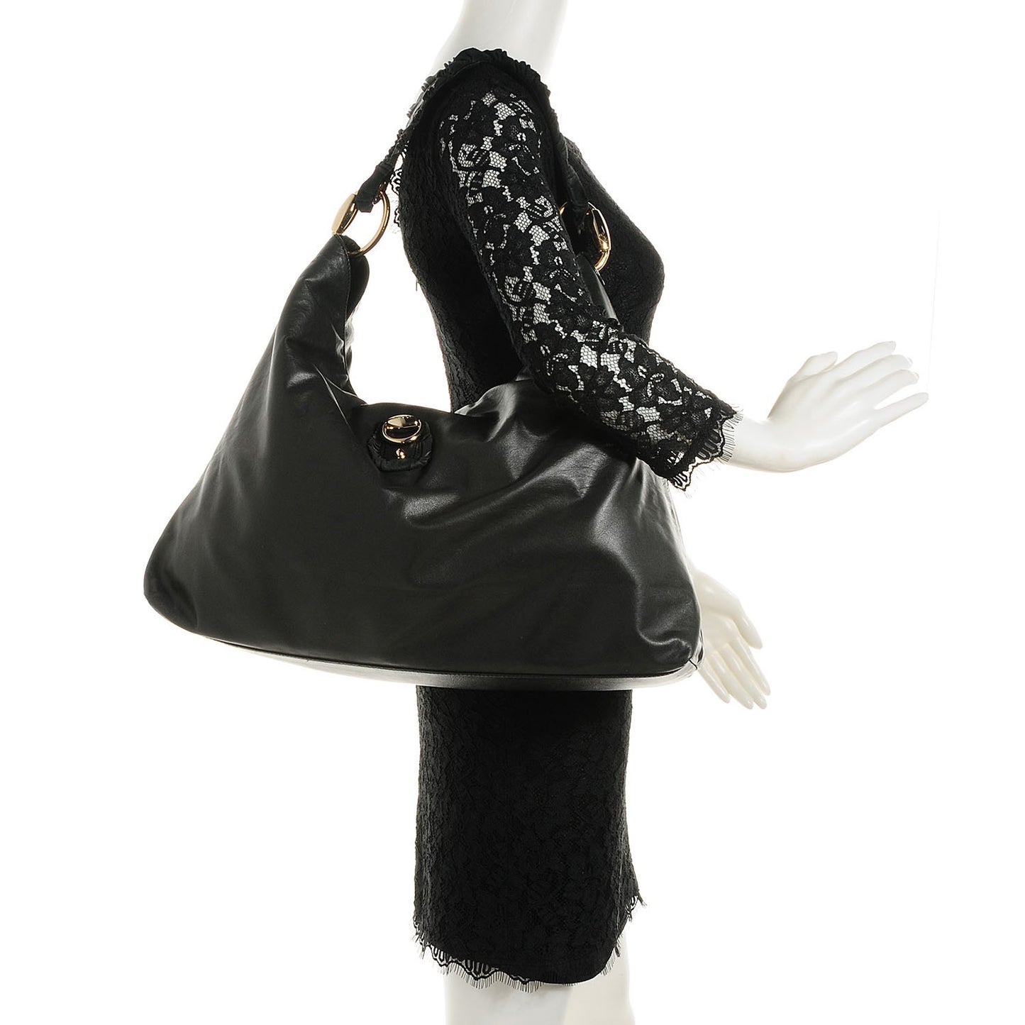 Calfskin Large Sabrina Hobo Black