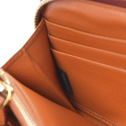 Prada Saffiano Bi-Color Metal Zip Around Wallet Fuocco Papaya 7 of 13