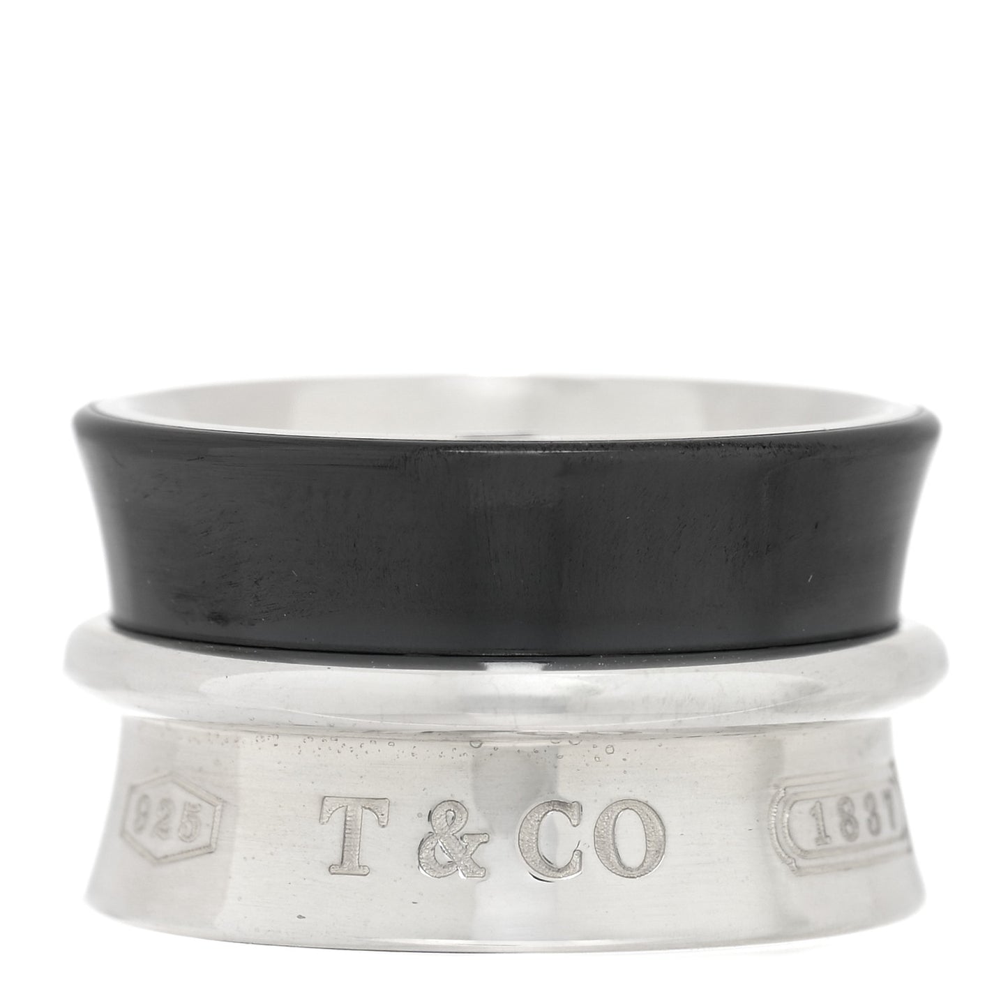 Sterling Silver Titanium Wide 1837 Band Ring 48 4.5