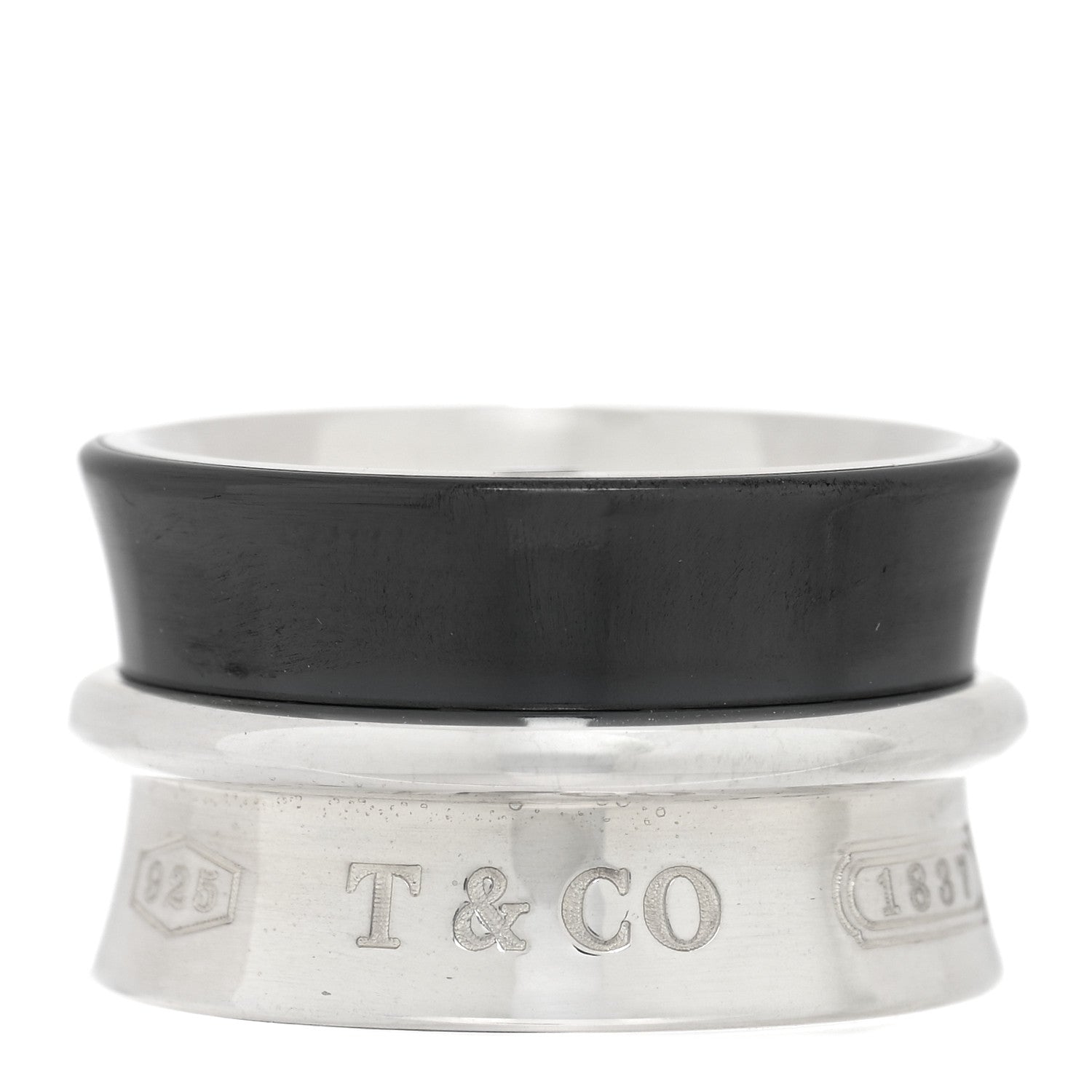 Tiffany Sterling Silver Titanium Wide 1837 Band Ring 48 4.5 1 of 5