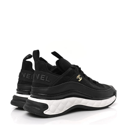 Chanel Velvet Calfskin Mixed Fibers CC Sneakers 38.5 Black 4 of 8