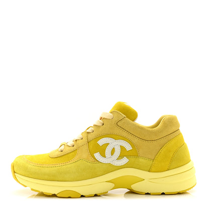 Chanel Suede Calfskin CC Sneakers 38 Yellow 1 of 8
