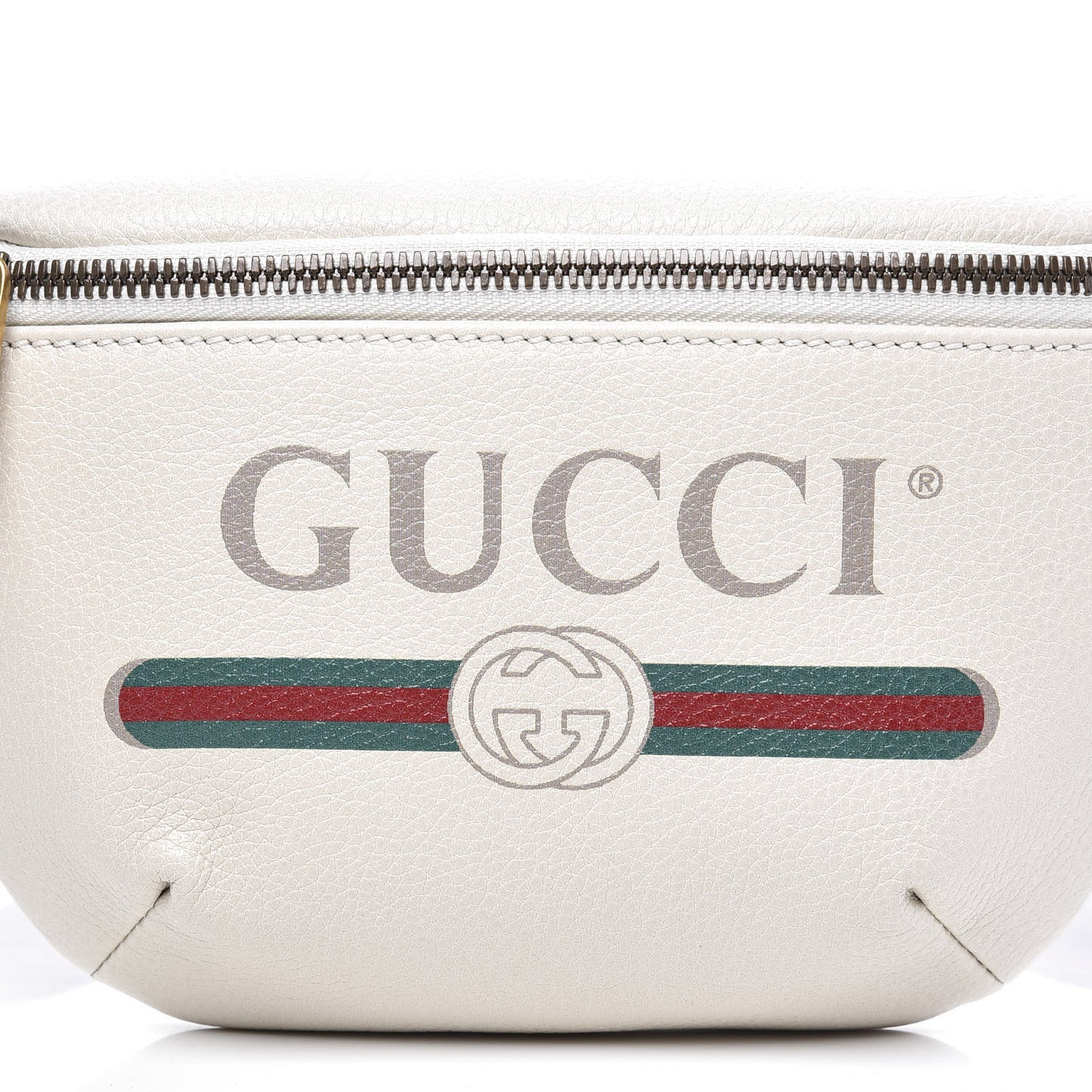 Grained Calfskin Small Logo Belt Bag White
