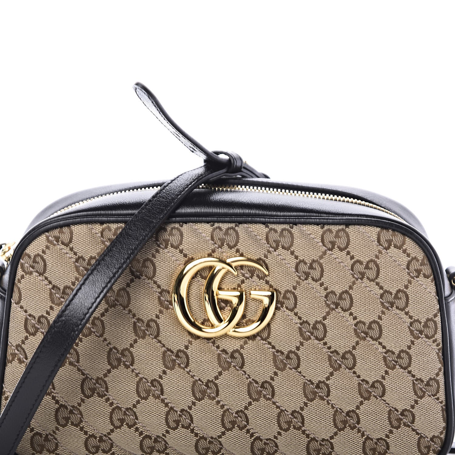Gucci Monogram Matelasse Diagonal Small GG Marmont Chain Shoulder Bag Beige Black 10 of 10