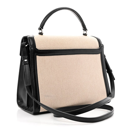 Saint Laurent Canvas Calfskin Medium Classic Monogram Cassandra Top Handle Natural Black 3 of 11