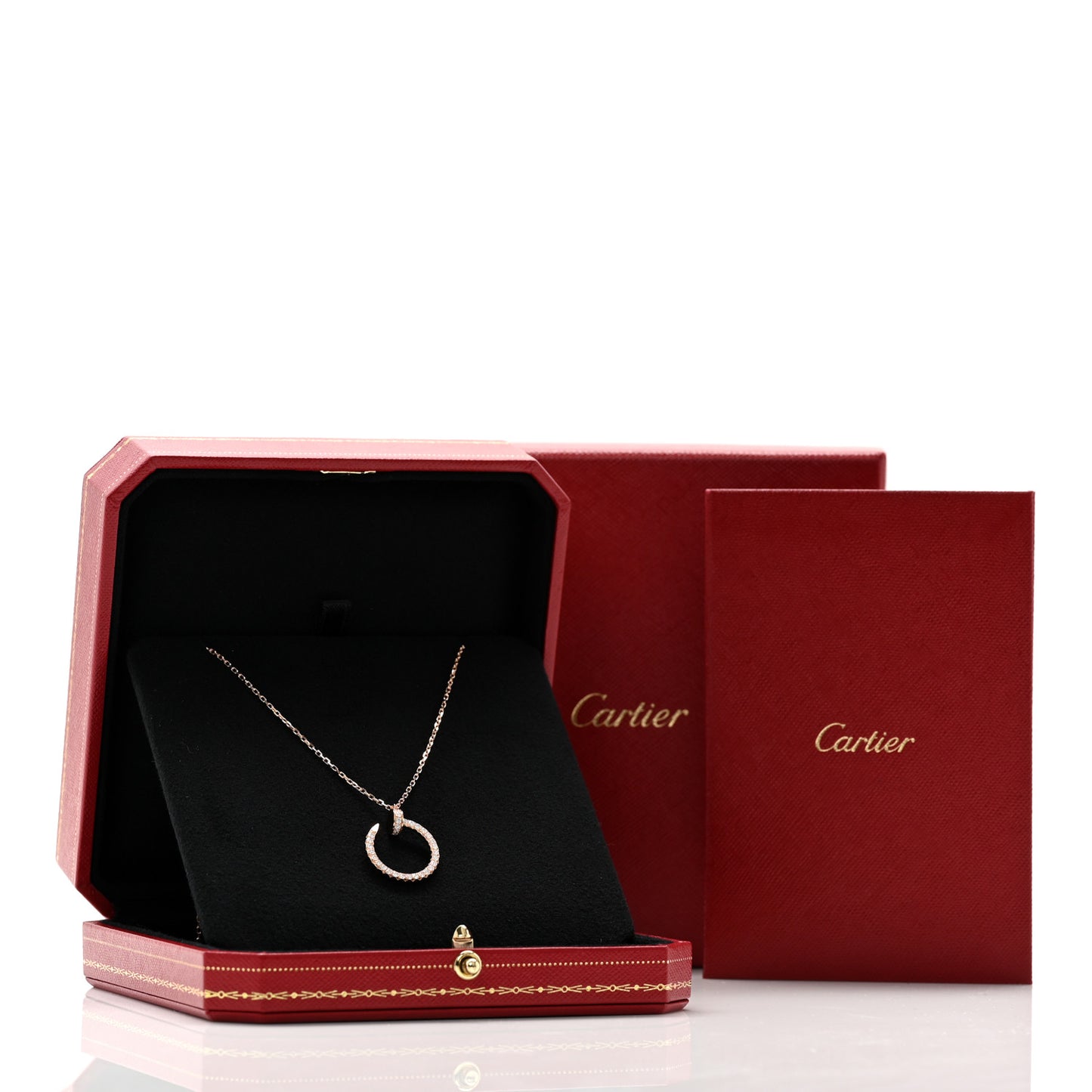 18K Pink Gold Diamond Juste Un Clou Paved Pendant Necklace
