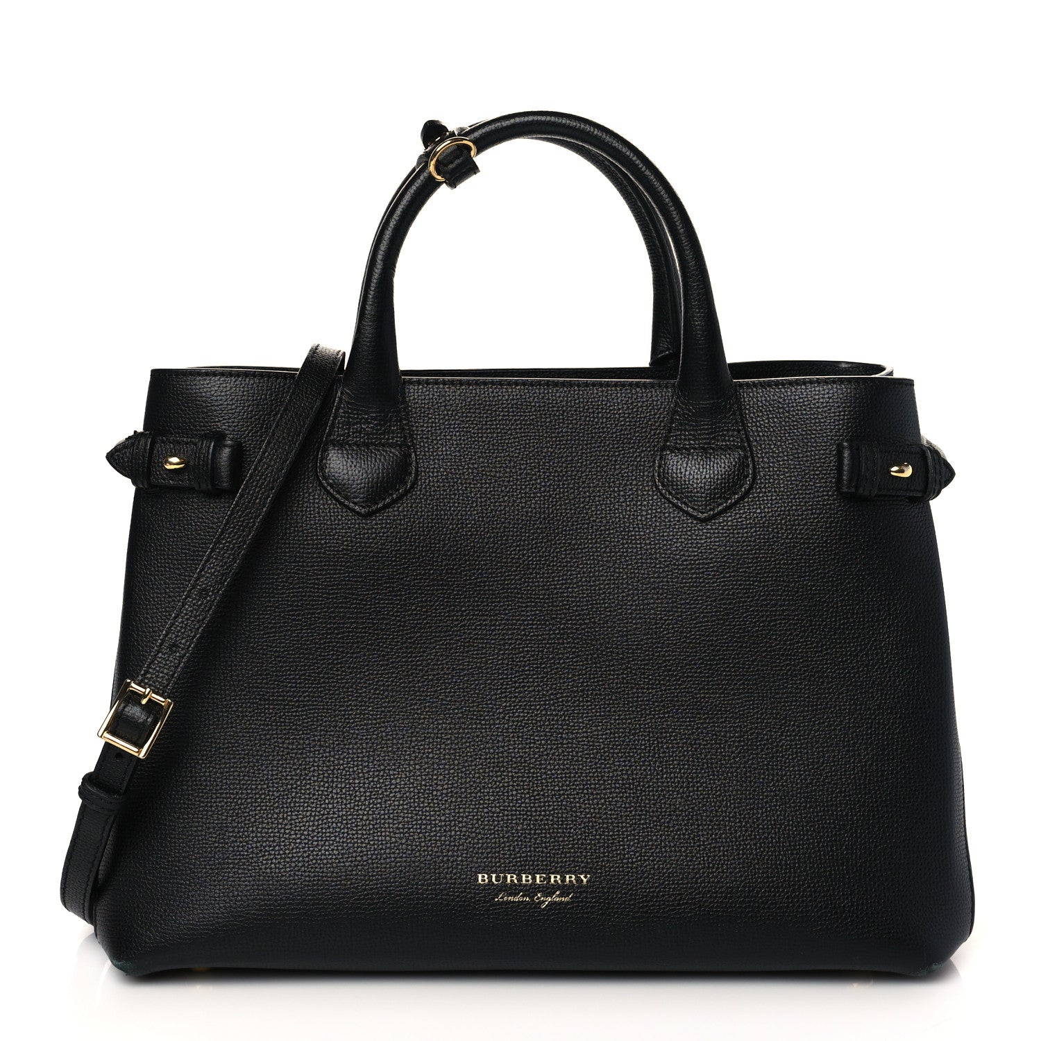 Burberry Derby Calfskin House Check Medium Banner Tote Black 1 of 10