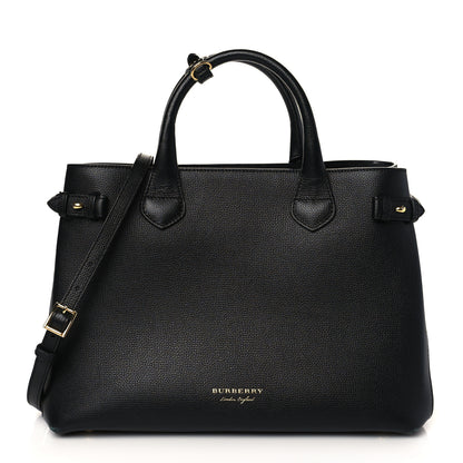 Burberry Derby Calfskin House Check Medium Banner Tote Black 1 of 10