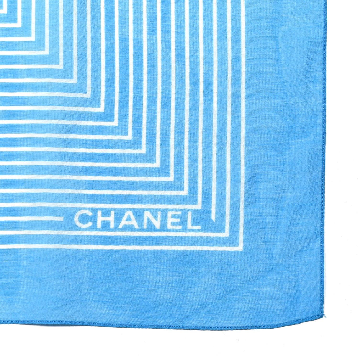 Chanel Cotton Silk CC Scarf Blue 2 of 5