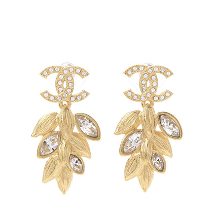 Chanel Crystal Sparkling Wheat CC Earrings Gold 1 of 5