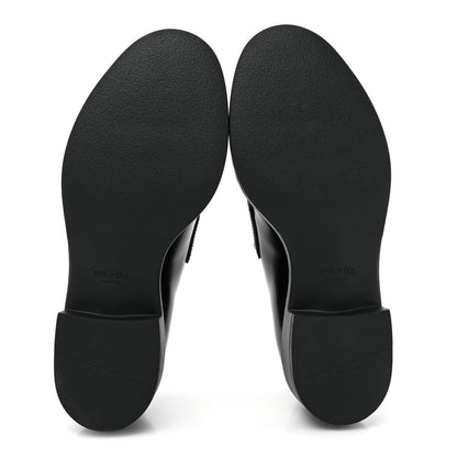 Prada Spazzolato Metal Triangle Logo 50mm Loafers 37.5 Black 5 of 8