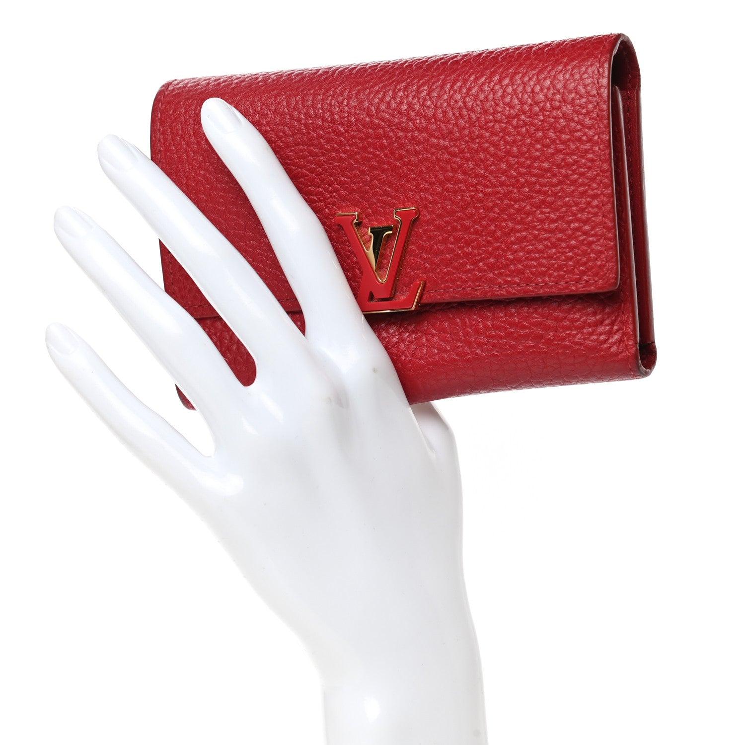Louis Vuitton Taurillon Capucines Compact Wallet Rubis 2 of 14