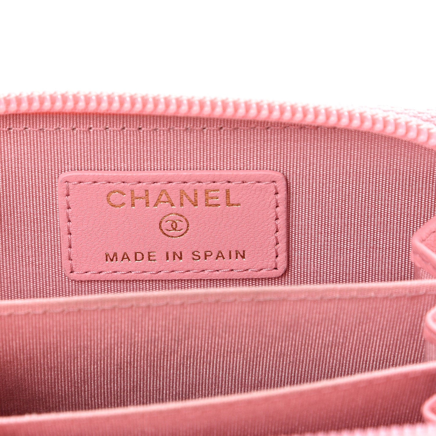 Chanel Lambskin Quilted Boy Zip Around Coin Purse Wallet Pink 5 of 14