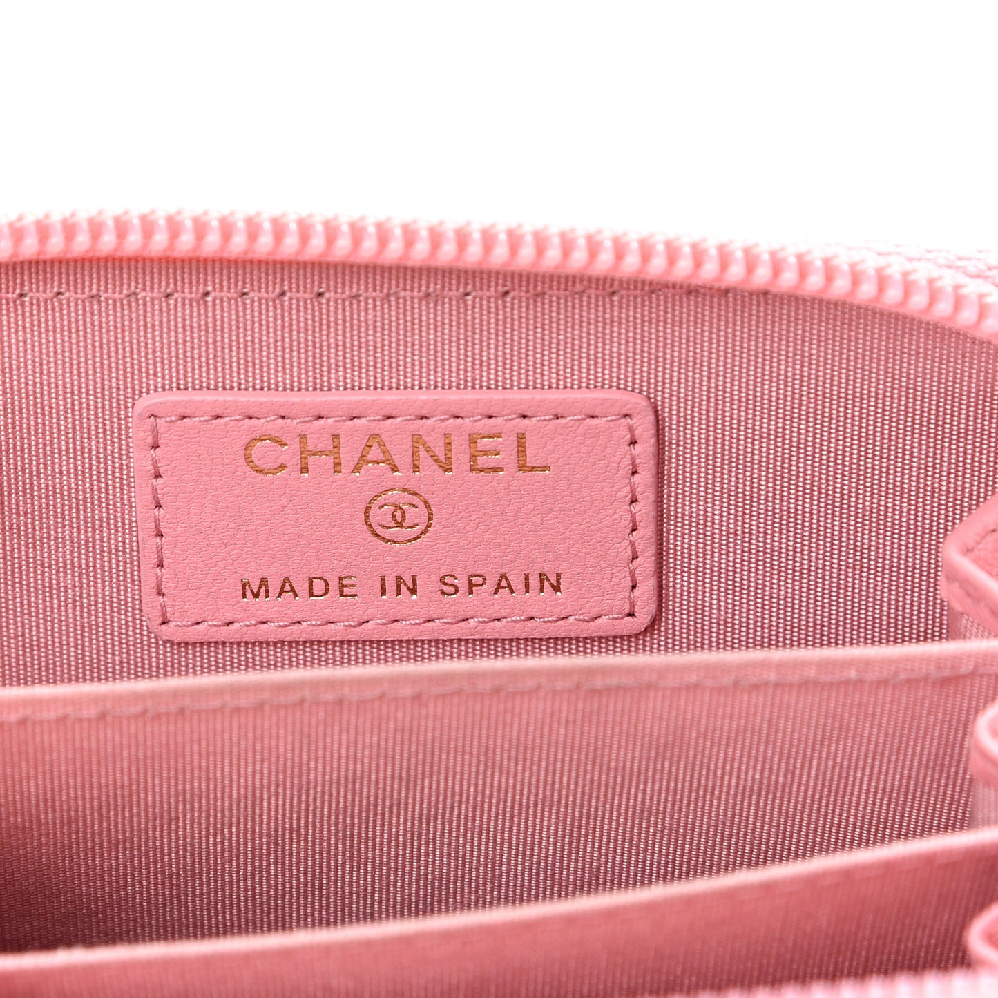 Lambskin Quilted Boy Zip Around Coin Purse Wallet Pink