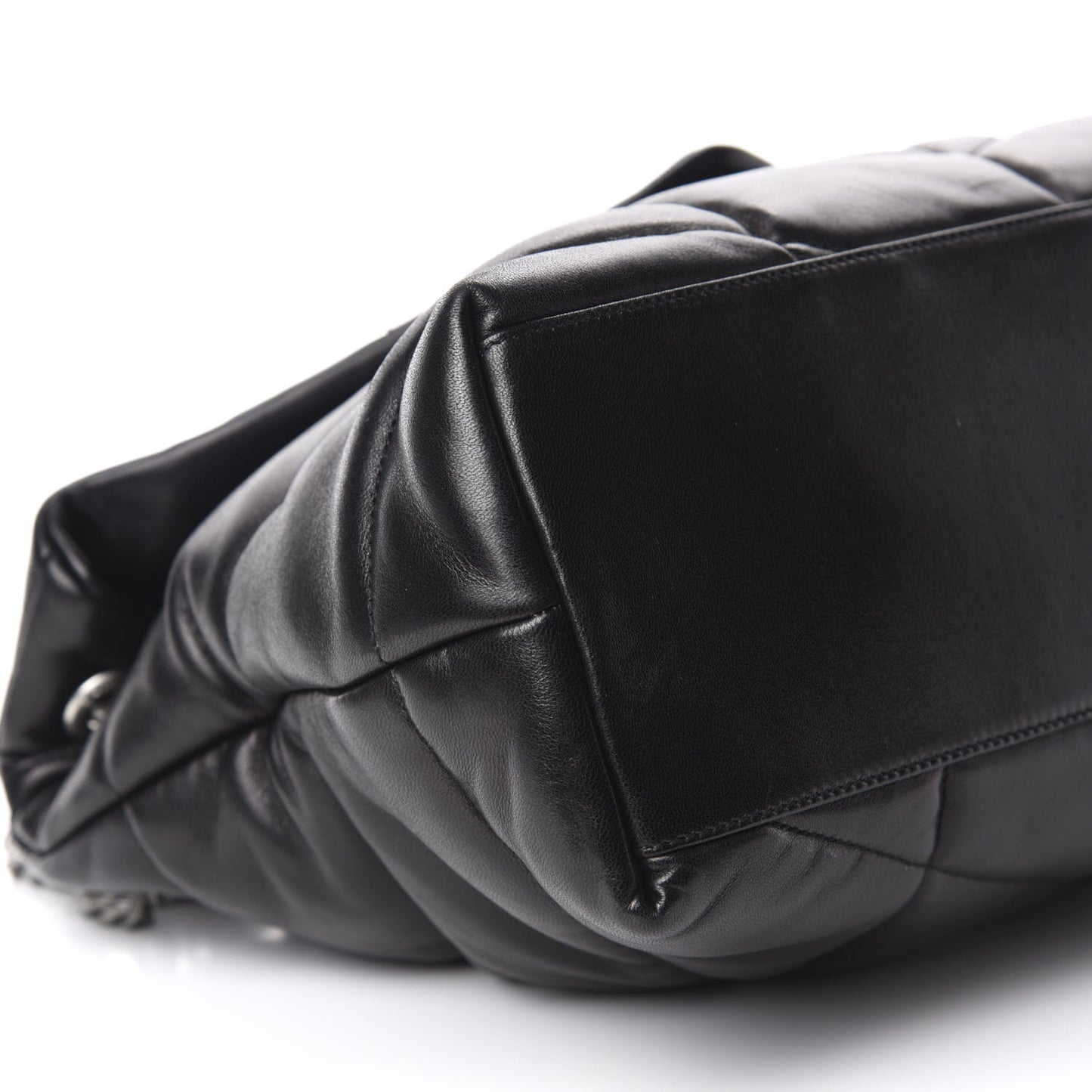 Lambskin Quilted Medium Loulou Puffer Monogram Chain Satchel Black