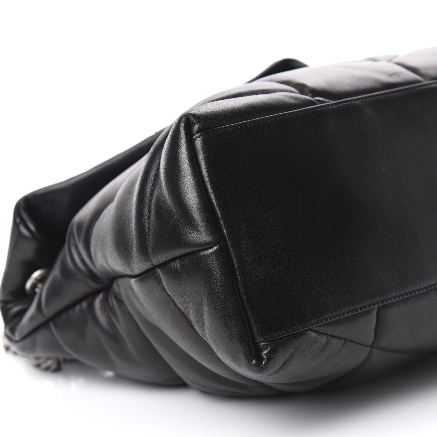 Saint Laurent Lambskin Quilted Medium Loulou Puffer Monogram Chain Satchel Black 6 of 11