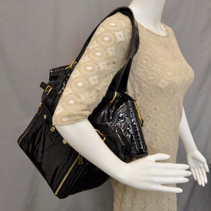 Saint Laurent Patent Croc Downtown Tote Black 2 of 7