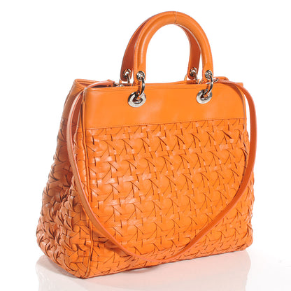 Christian Dior Woven Lady Dior Avenue Tote Orange 3 of 8